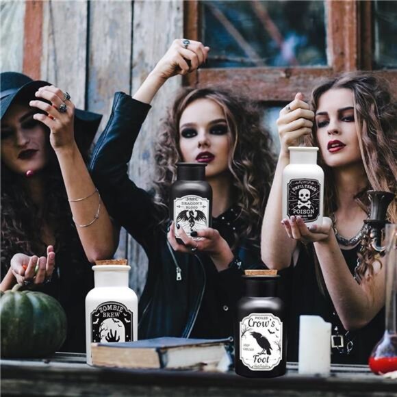 Halloween Decorations Indoor, 4 Potion Bottle with Cork, 12PCS Label Halloween - Picture 6 of 7